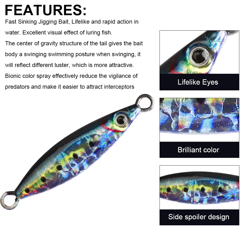 FTK cebo duro 7g 10g 21g 28g señuelo de pesca Jig cebo de Jigging de hundimiento rápido señuelo de pesca de mar de agua salada cebo de lubina cuchara Spinnerbait - imagen 3