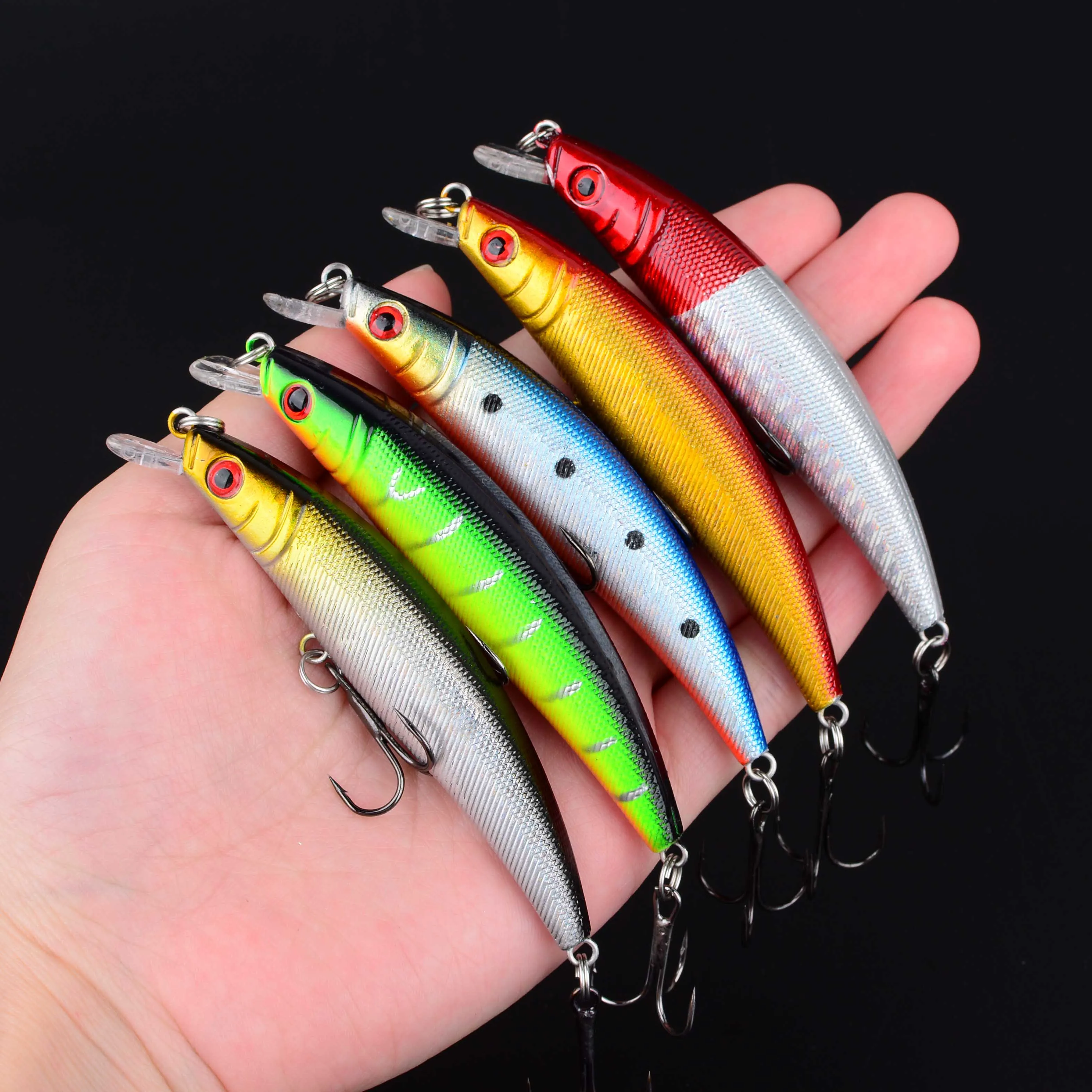 5 uds Minnow señuelo de Pesca cebo duro Wobbler Jig cebo Crankbait carpa lubina Pesca aparejos de Pesca SwimBait