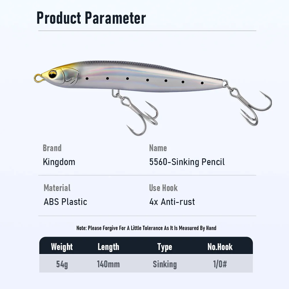 Kingdom Stickbait-señuelo de pesca, 140mm, 54g, lápiz que se hunde, señuelo de agua salada, cebo Artificial de curricán de fundición larga, Wobblers de lubina - imagen 2