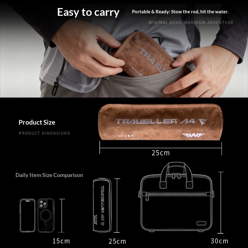 EWE A4 Caña de pescar viaje – 10 secciones Toray T1100 plegable 25cm - imagen 2