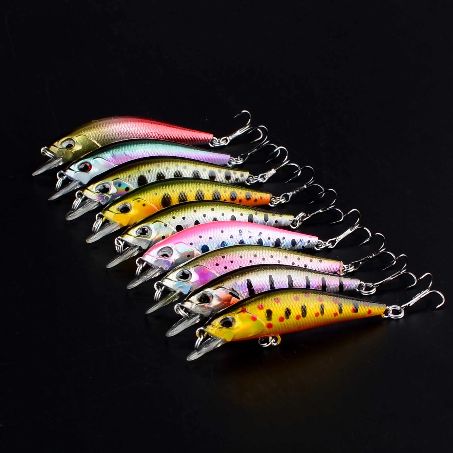 9 Uds. Señuelos de pesca duros Minnow cebos de calidad Wobblers aparejos de pesca profesionales artificiales - imagen 4