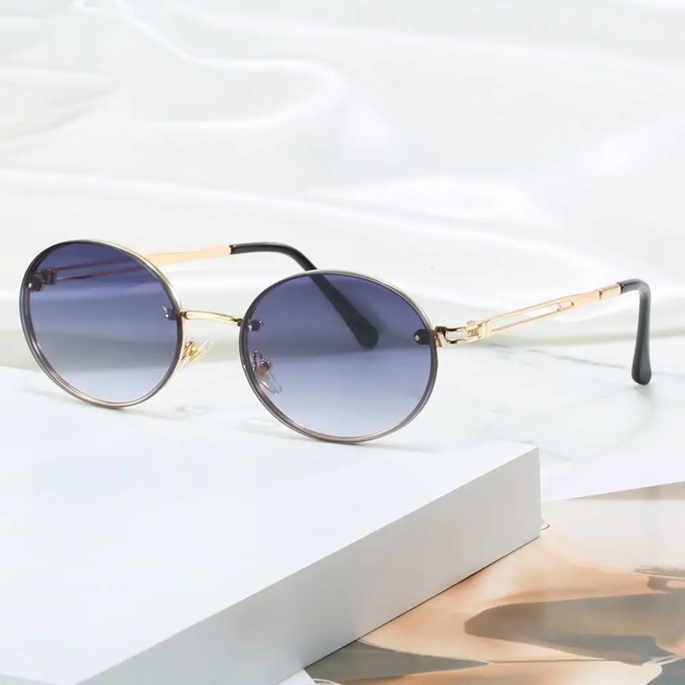 Gafas de sol Retro con protección UV, lentes de sol con montura ovalada, color negro, decoración para exteriores, para conducir - imagen 4