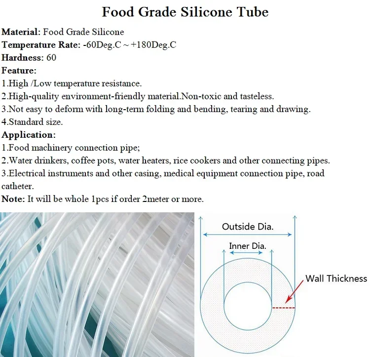 Manguera de goma de silicona transparente de grado alimenticio de 1M 1 2 3 4 5 6 7 8 9 10 11 12 14 16 18 25 32 50mm O.D tubo de silicona Flexible - imagen 3