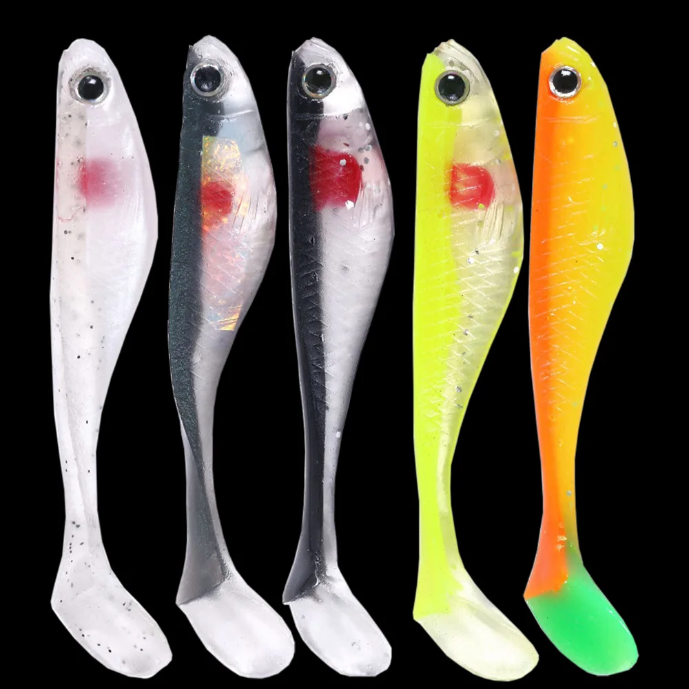 8,8 cm5g cebo suave para sábalo 5 uds Swimbait para Lucio Zander Snook perca Señuelos de pesca Shadteez JIG Head Rig señuelo suave - imagen 5