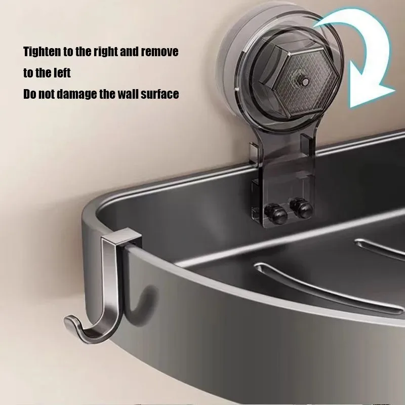 Soporte de pared de aluminio para ducha, estantes de baño con ganchos, soporte de ventosa sin perforación, accesorios de baño - imagen 5