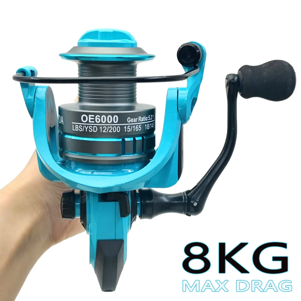 Carretes giratorios ultraligeros serie OE 2000-7000 de alta velocidad 5,2: 1 carrete de pesca de carpa copa de línea de Metal para lubina/trote/peche/carpa