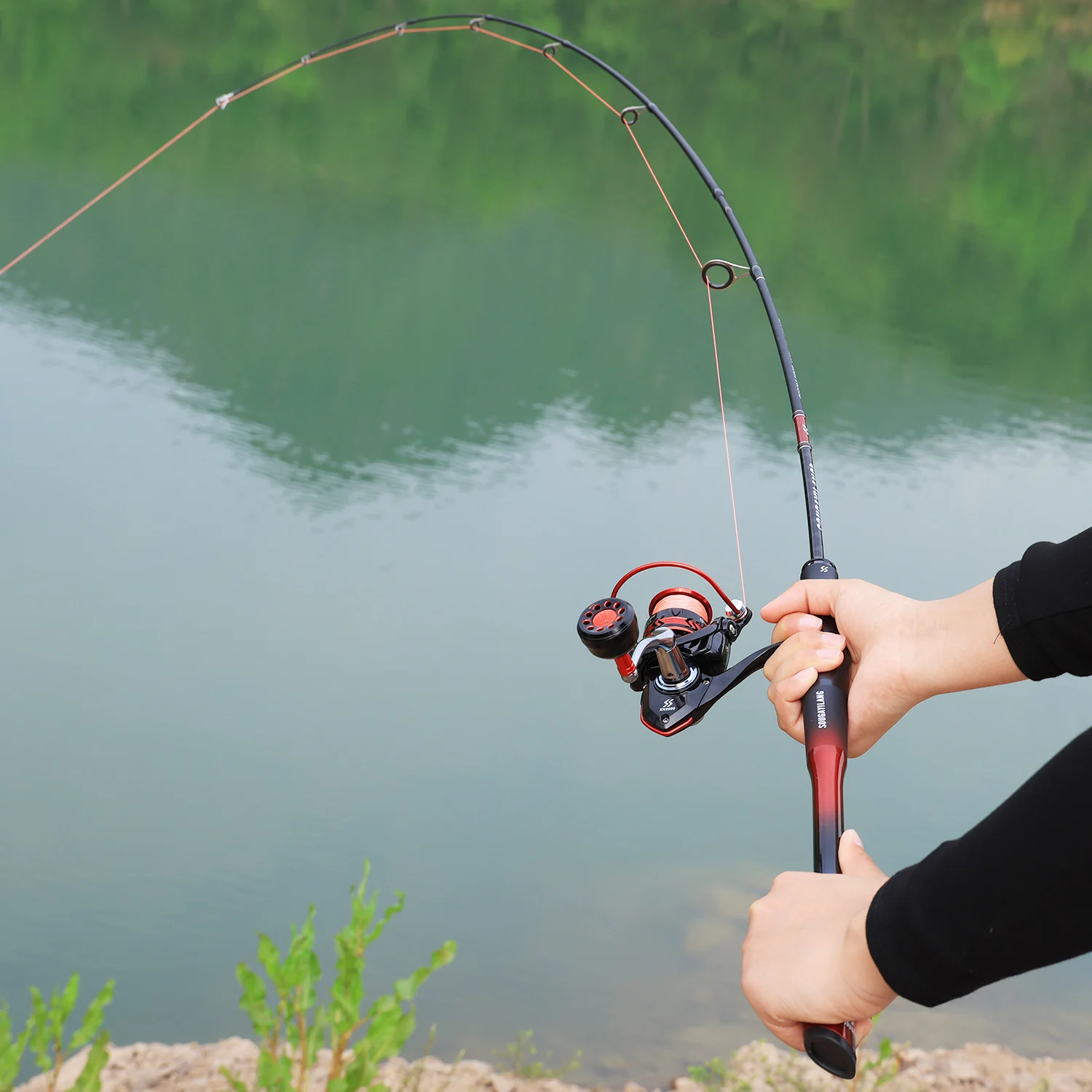 Caña de pescar con señuelo Sougayilang, caña de fibra de cangrejo de 1,8 m, 2 secciones, herramientas de caña de pescar giratoria, lubina, trucha, Pesca de agua dulce - imagen 5