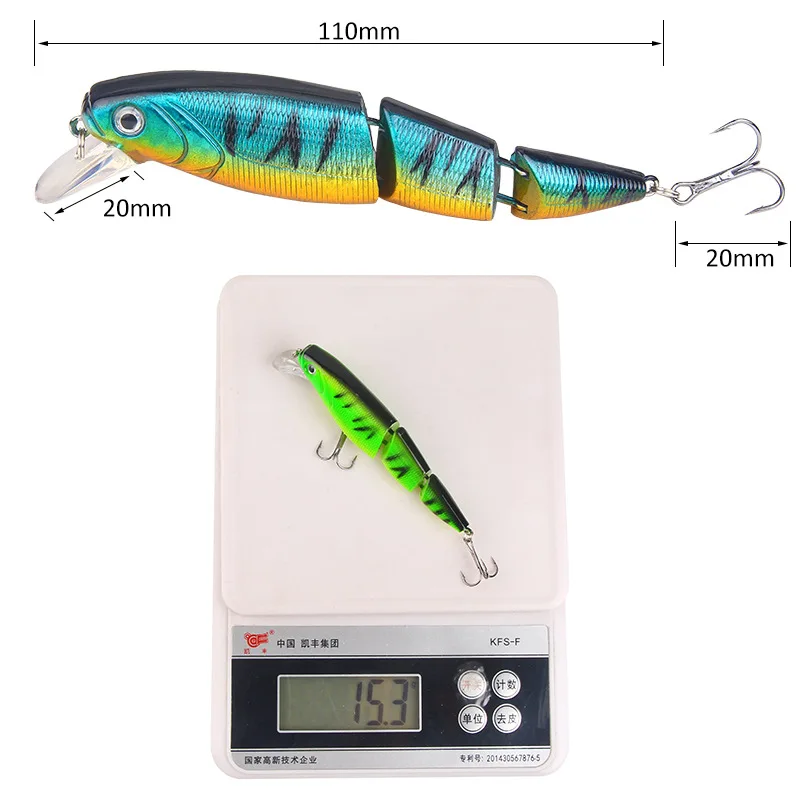 Señuelos de Pesca piezas Wobblers, cebo duro de secciones articuladas múltiples, 110mm/15,3g, cebo Artificial Minnow Crankbait, aparejos de pesca - imagen 5