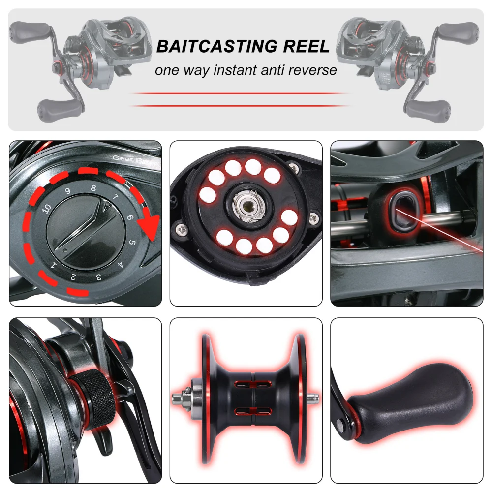 Carrete de pesca Sougayilang Baitacasting, carrete profundo 8,0:1, mango EVA de alta velocidad, carrete de fundición para lubina, pesca en agua dulce, Pasca - imagen 3