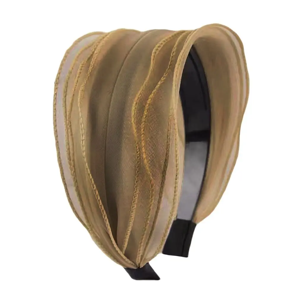 Diademas de encaje antideslizantes de hilo de Organza con aro de pelo ancho a la moda, tocados elegantes y dulces para mujeres y niñas - imagen 5