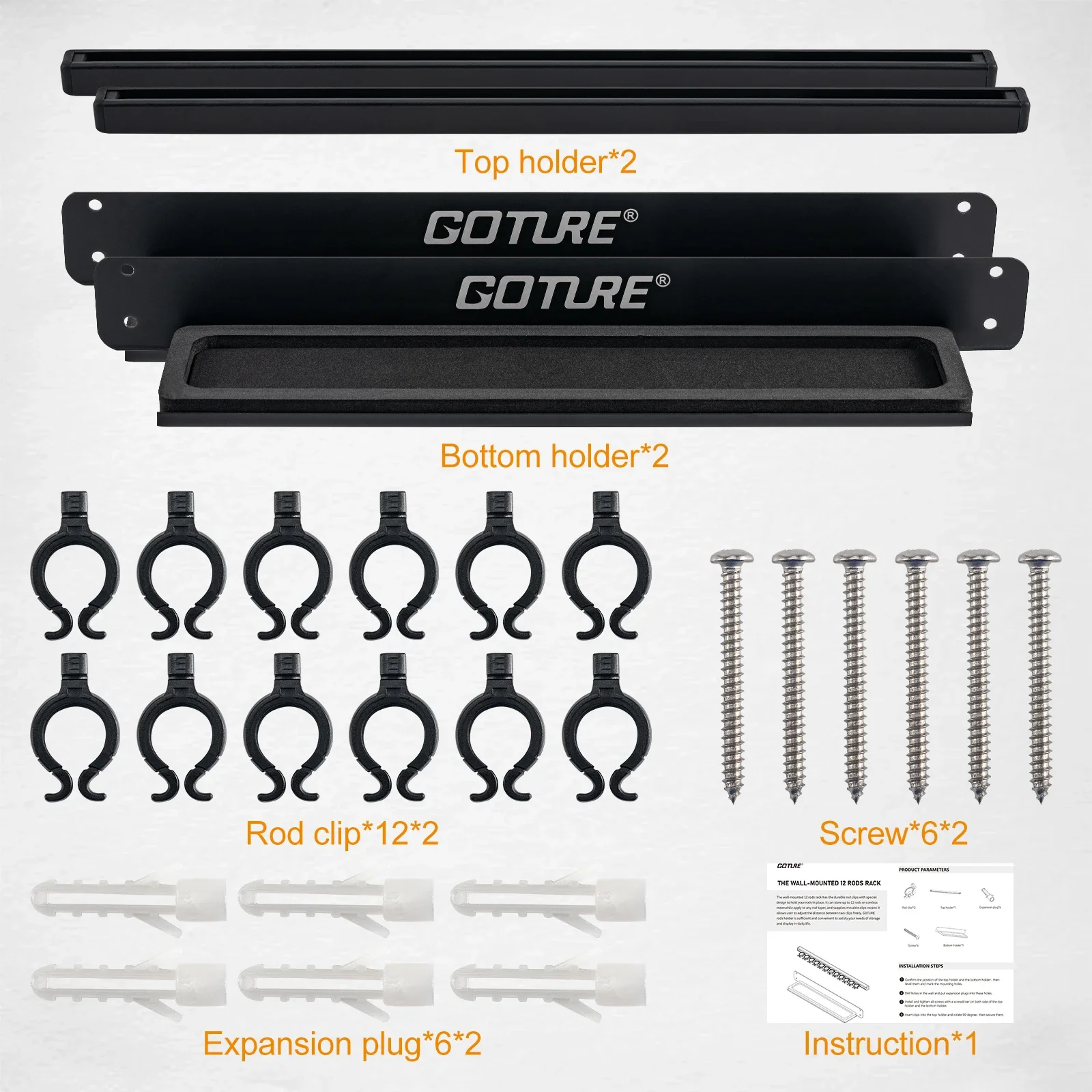 Goture-organizador de caña de pescar de fácil instalación, 2 unidades/caja, soporte de exhibición de poste de marco fijo de 12 varillas para almacenamiento de caña de pescar de garaje/barco - imagen 5