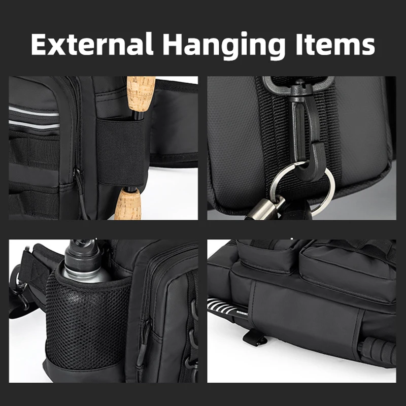 Bolsa de pecho táctica Luya para pesca, bolsas de cintura Molle de camuflaje grandes, equipo de senderismo al aire libre, paquete de almacenamiento portátil, bolsa de aparejo de caña EDC - imagen 5