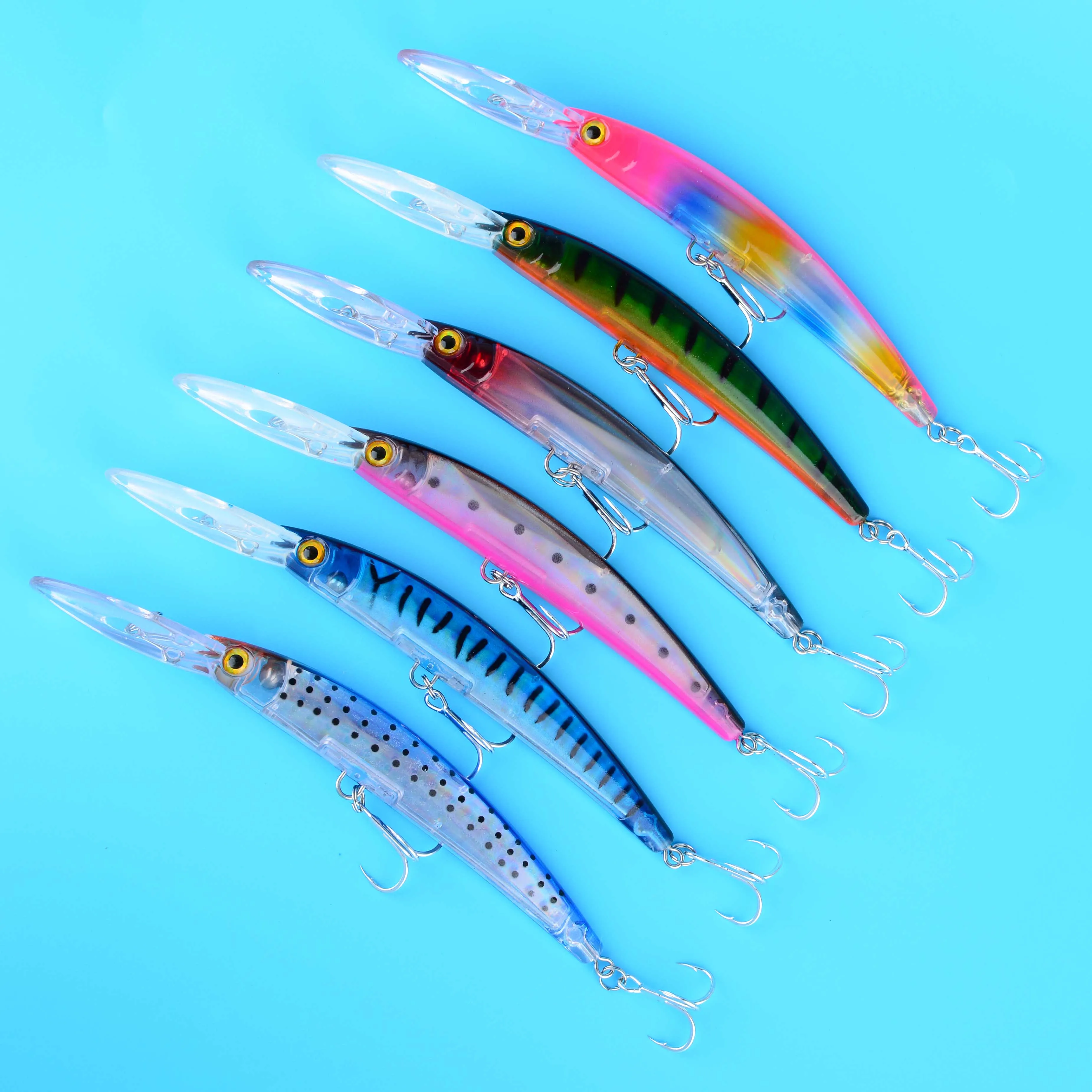Señuelo Minnow en vista superior con detalles de pintura