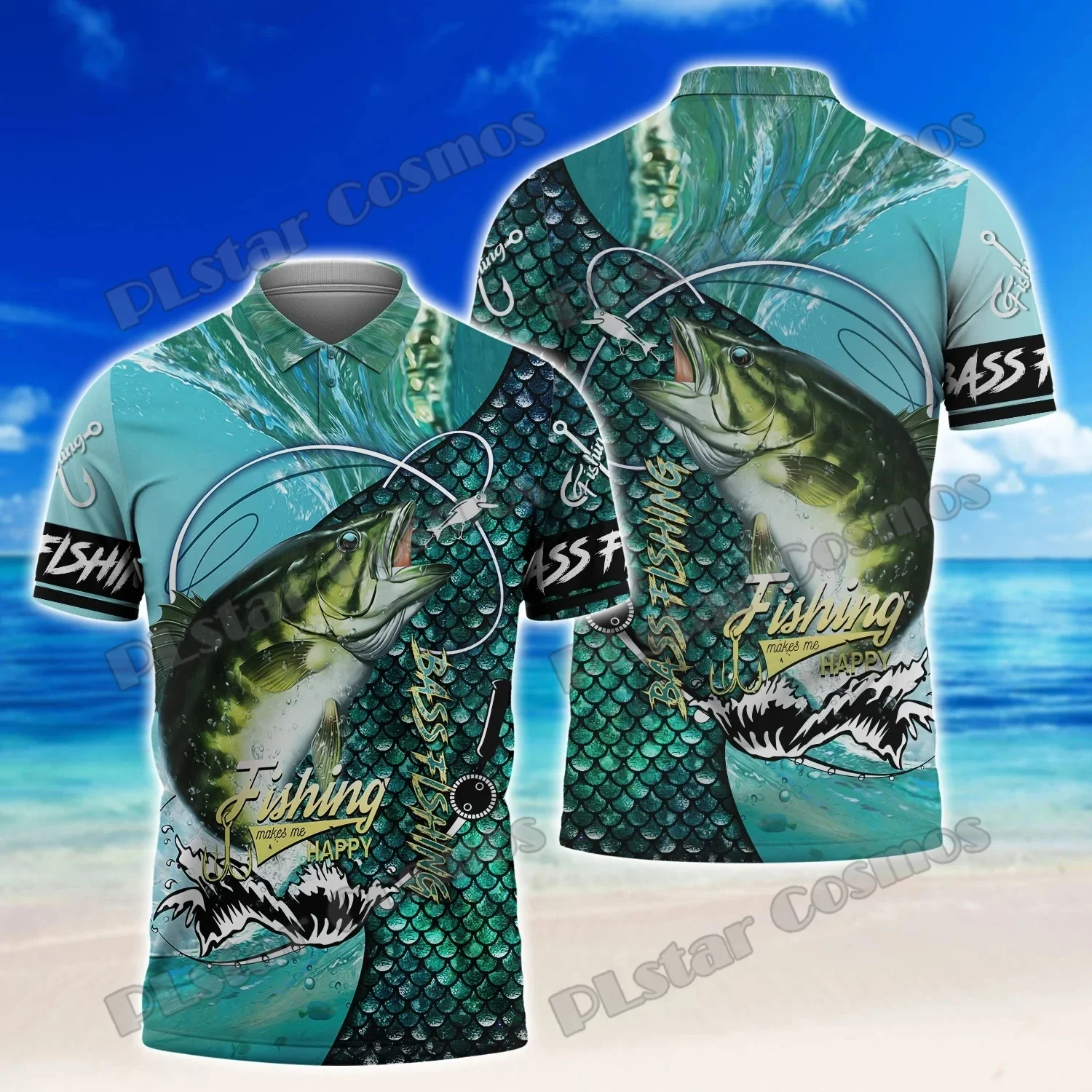 PLstar Cosmos-Camiseta de manga corta para hombre, Polo con estampado 3D de lubina, Walleye y trucha, informal, de verano, PLP23 - imagen 4