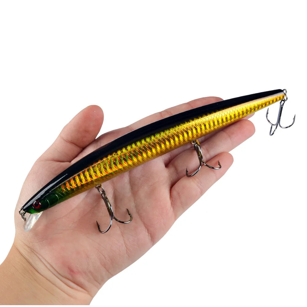 10 Uds Minnow señuelo de pesca láser cebo Artificial duro plástico grandes peces falsos cebo de pesca de mar Crankbait Wobblers - imagen 4