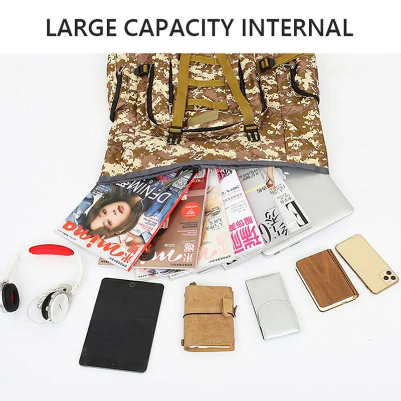 Mochila de camuflaje para hombre, bolsa táctica militar de gran capacidad para acampar al aire libre, senderismo, viajes, deportes, XA141G, 90L - imagen 4