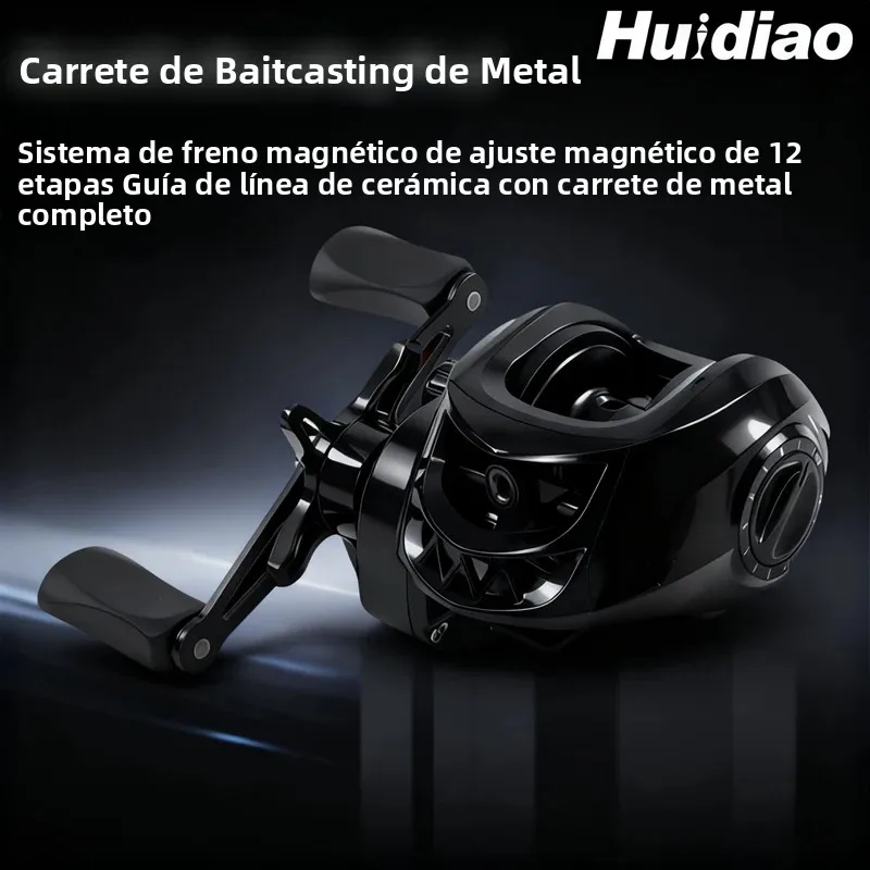 Carrete Baitcasting 7.2:1 Huidiao – Freno magnético 12 etapas para agua dulce