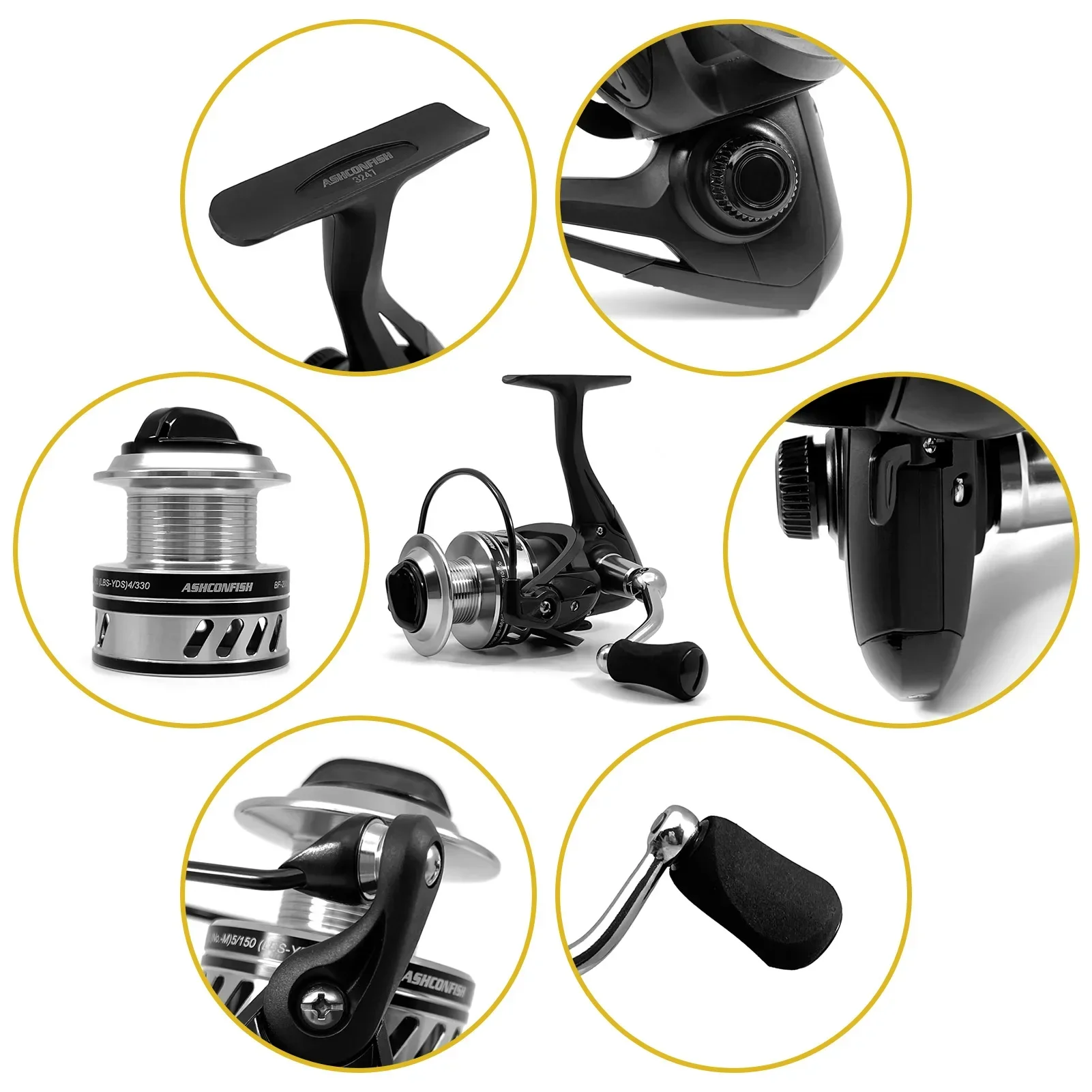 Carrete giratorio Ashconfish de alta capacidad serie 5000, carrete de pesca de gran juego para agua dulce y salada, carrete de pesca de fundición larga - imagen 4