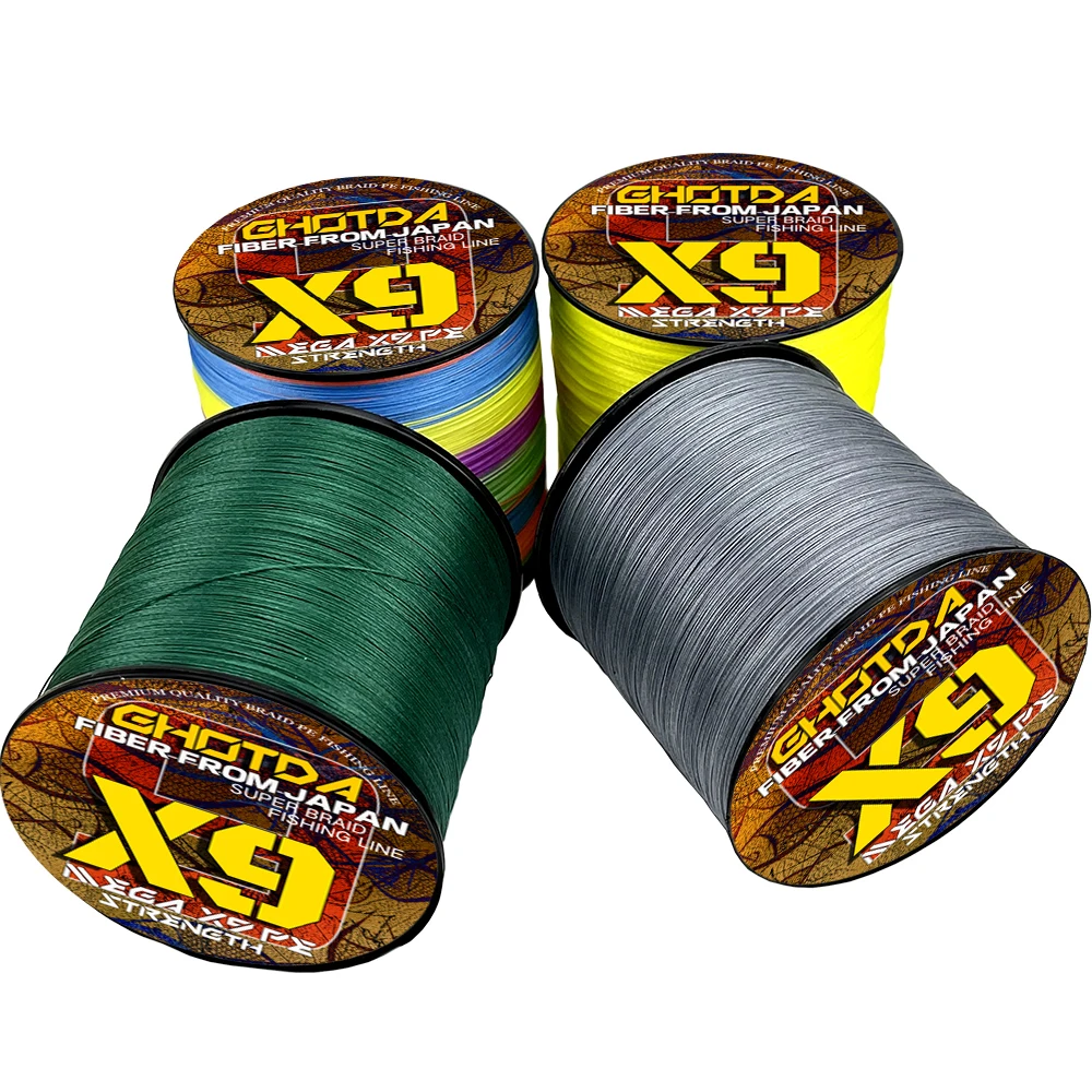 Línea de multifilamento de PE de 9 hebras, hilo de pesca de fundición larga de alta calidad, 100M, 300M, cables trenzados de memoria baja, 20-120lb, cuerpo redondo - imagen 5