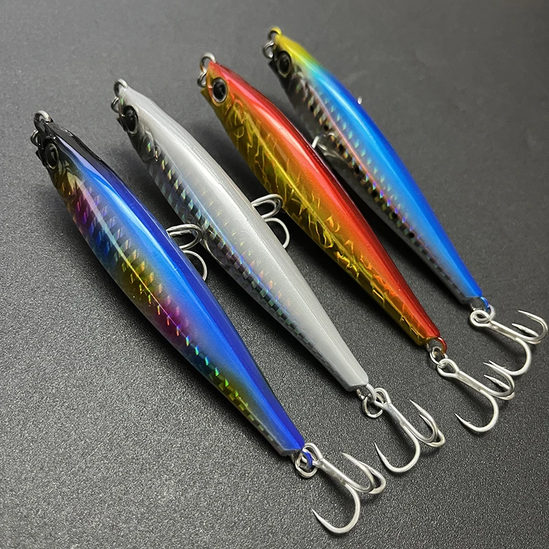 Señuelos de pesca de pececillo de hundimiento pesado, 40g, 95mm, cebo Artificial de fundición de tiro largo para lubina, trucha, accesorios de pesca de aguas saladas - imagen 4