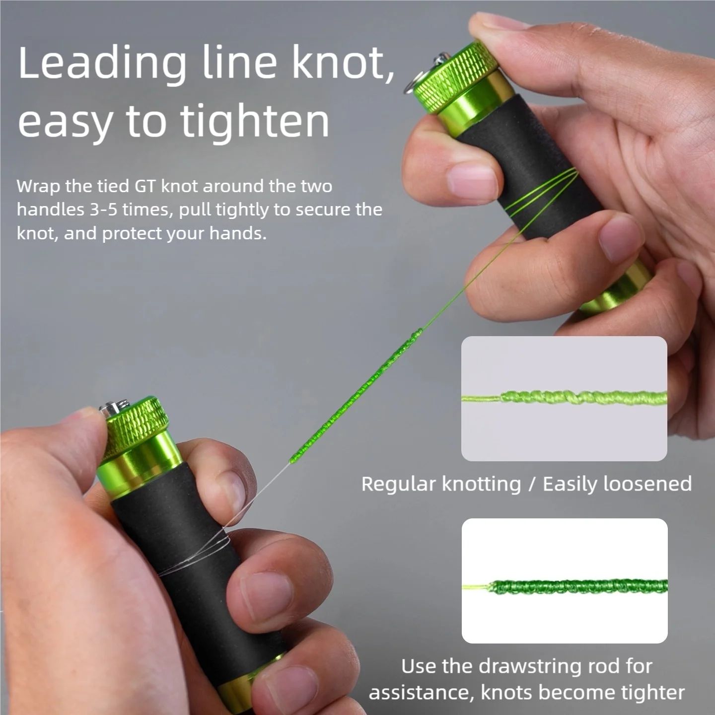 Varilla de tracción de línea de aleación de aluminio, goma antideslizante, línea de enganche para tirar/anudar y anudar ganchos, herramientas de pesca de protección de manos y líneas - imagen 4
