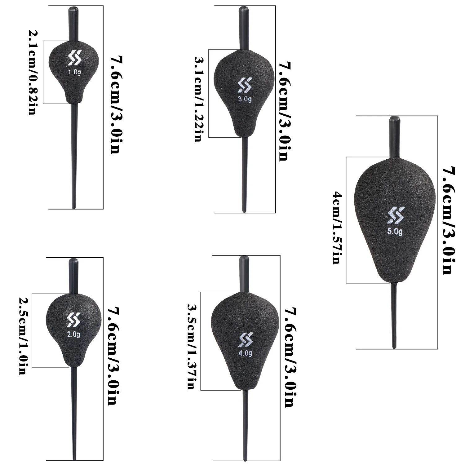 Sougayilang 1g 2g 3g 4g 5g 5 uds flotador de pesca EVA palo ligero espuma plástico mar pesca en roca flotadores llamativos - imagen 4