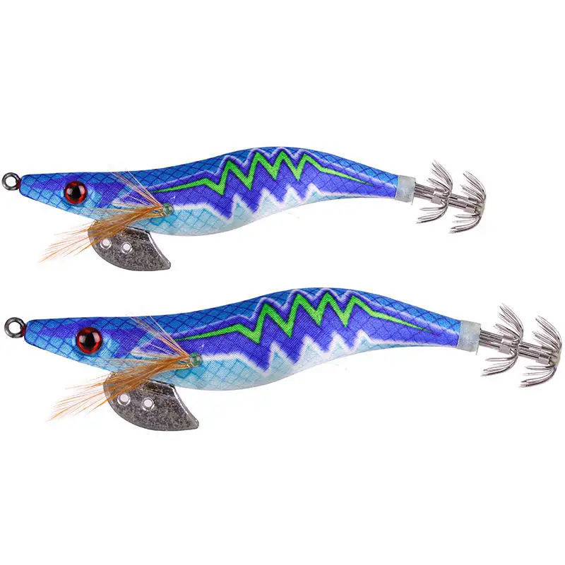 WEIHE 10 unids/lote señuelo de pesca duro anzuelo de calamar 3,0 # 3.5 # Cebo de pesca de camarones, pulpo, sepia, Wobbler luminoso - imagen 3