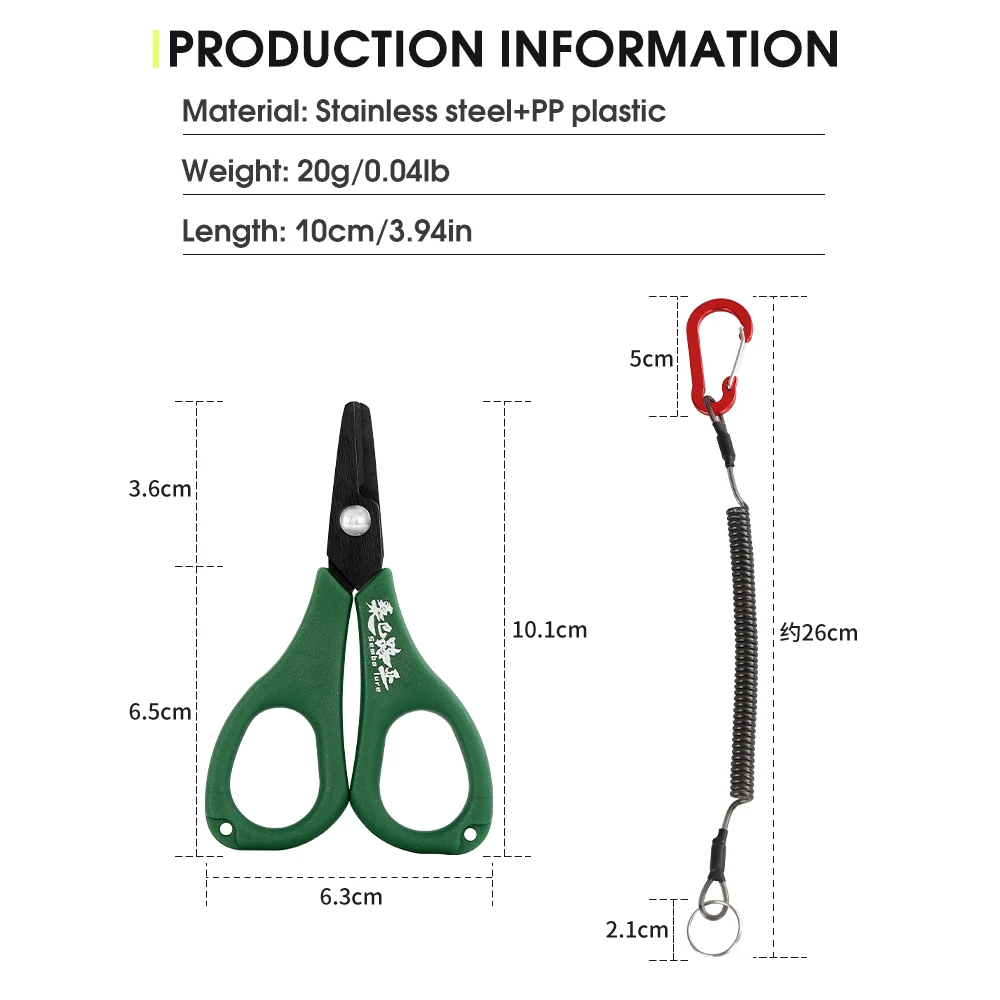 ZUKIBO-tijeras de pesca de acero inoxidable, alicates de tijera portátiles, corte de línea de PE, cortador de línea trenzada, accesorios de herramientas de pesca de carpa - imagen 5