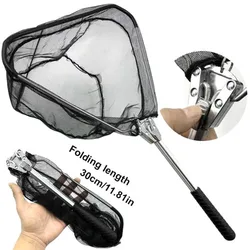 Mini red de pesca de 50cm, red de pesca de aterrizaje plegable ligera, malla segura para captura de peces, aparejos de pesca de red portátiles