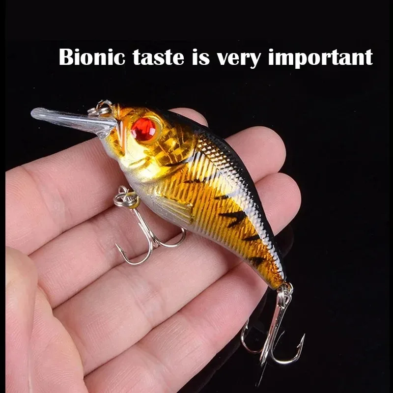 Pc 7,5 cm 10,2g señuelo de pescado gordo ojo 3D cebo duro hundimiento Triple gancho Wobbler aparejos de pesca para lubina depredador equipo de pesca - imagen 5