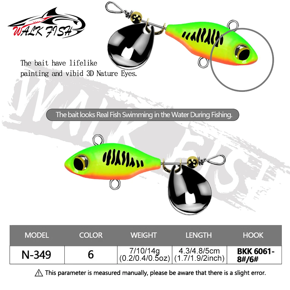 Señuelos de pesca WALK FISH, cebo giratorio de Metal VIB con vibración, cuchara giratoria, 7g, 10g, 14g, plantillas para trucha, pesca de invierno, aparejos de cebos duros - imagen 2