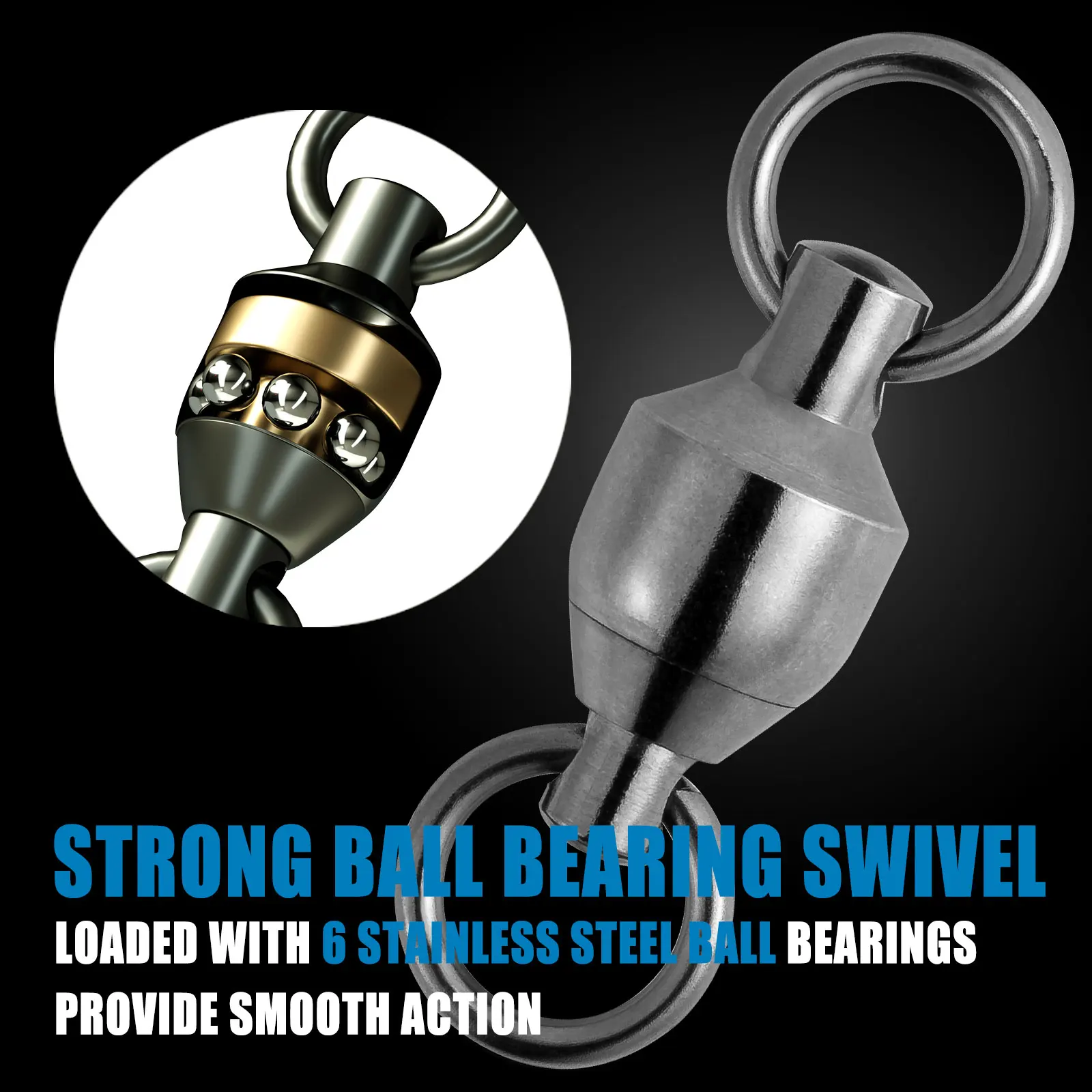 Caña de pescar giratoria de 3 vías para agua salada, barril giratorio de alta resistencia, acero inoxidable, 100/250 piezas - imagen 2