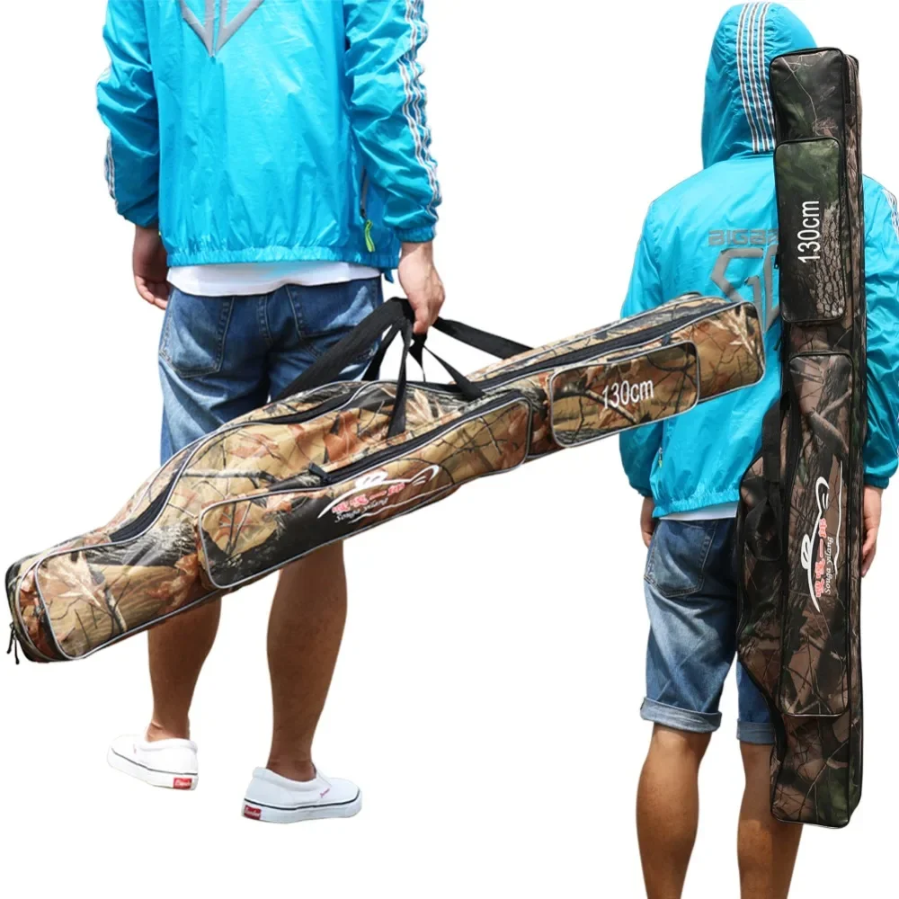 Sougayilang-bolsa de pesca de 120cm y 130CM, bolsa de nailon impermeable de gran capacidad, bolsa de caña de pescar de camuflaje, funda de carrete, bolsas de aparejos de pesca - imagen 5