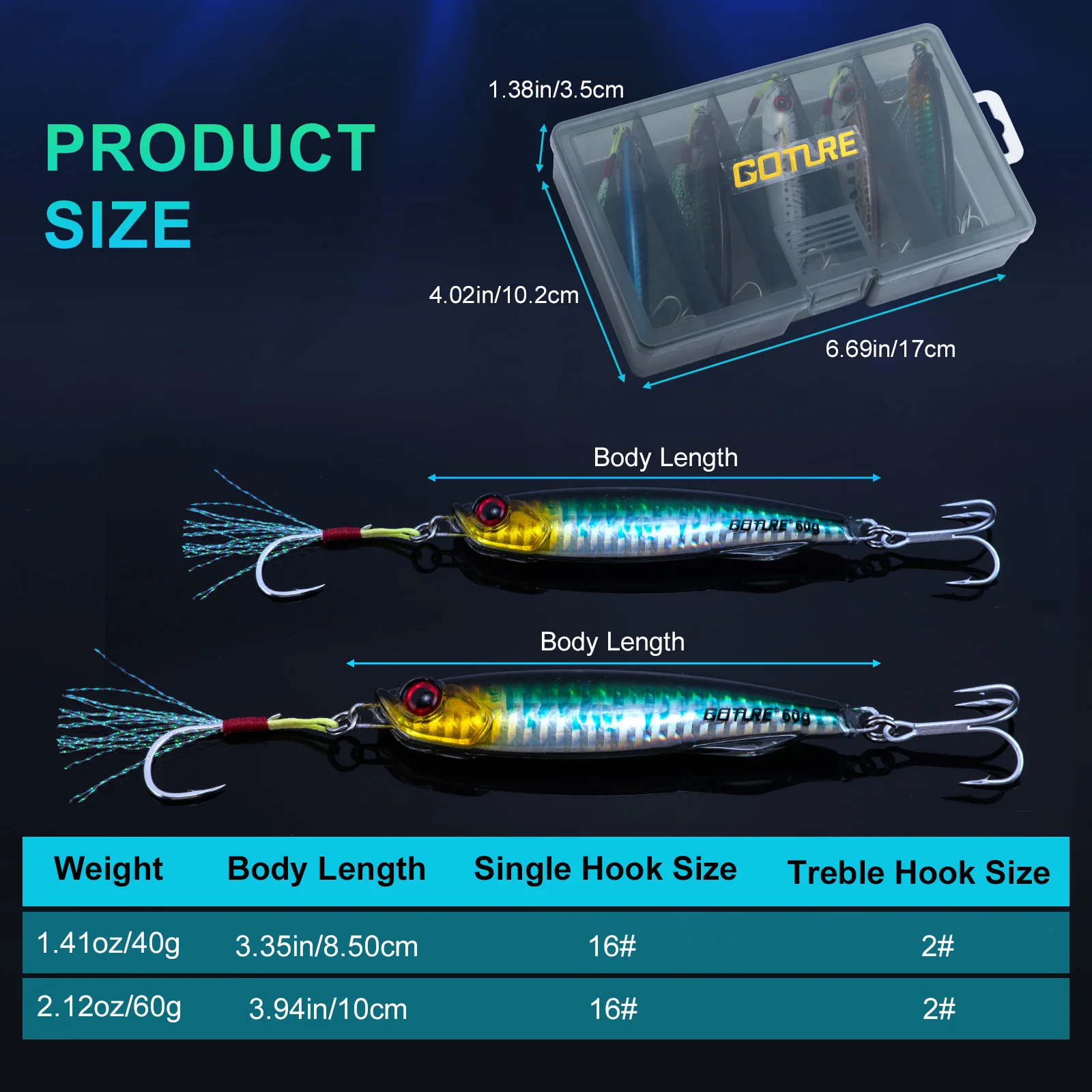 Goture Juego de señuelos metal VIB 40 g para jigging lento - imagen 4
