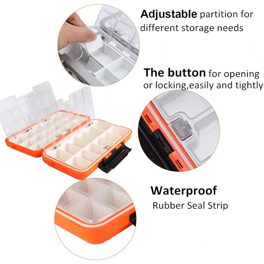 Caja de aparejos pequeña, cajas de señuelos de pesca impermeables, caja de almacenamiento de 1 pieza, contenedores de accesorios de plástico para cebo - imagen 4