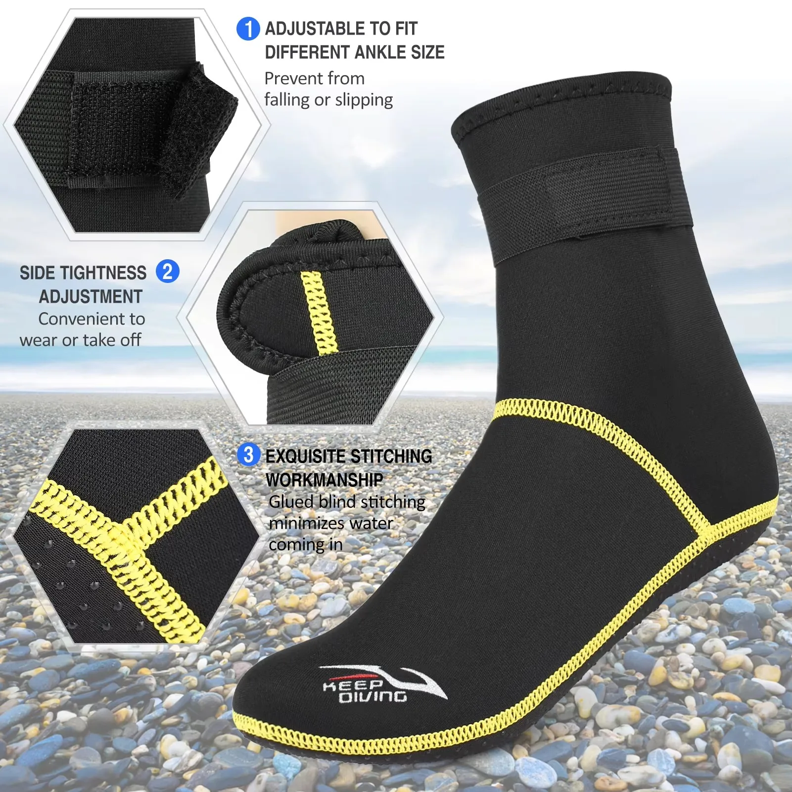 Calcetines de buceo Unisex para hombre y mujer, calcetines de agua para playa de 3mm, botas de traje de neopreno térmico, calcetines de buceo antideslizantes para Rafting, snorkel, vela - imagen 5