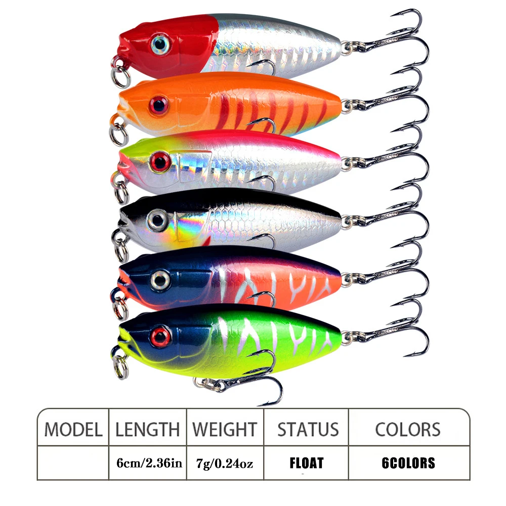 Señuelo de pesca con lápiz flotante, Wobblers, cebo duro de plástico Artificial, aparejos de pesca de lubina, Lucio, pececillos, 6 uds. - imagen 2