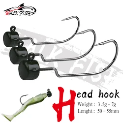WALK FISH 5 unids/lote 3,5g 5g 7g anzuelo con cabeza de plomo insecto suave Micro-señuelo usado pesca salvaje lubina con pico hacia arriba mejora la nitidez