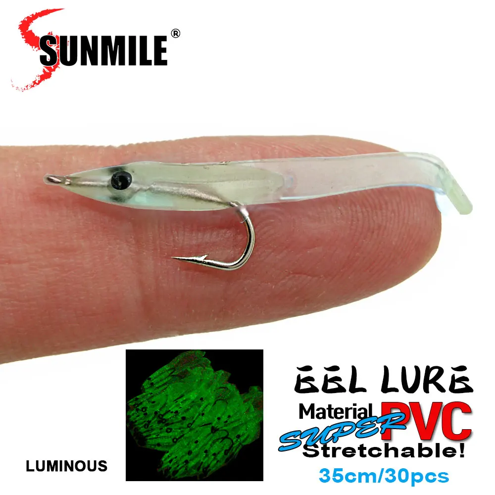 SUNMILE 30 Uds Anguila señuelo de Pesca suave 35mm PescaTackle Wobblers Señuelos de Pesca carpa Leurre Souple cebos blandos - imagen 2