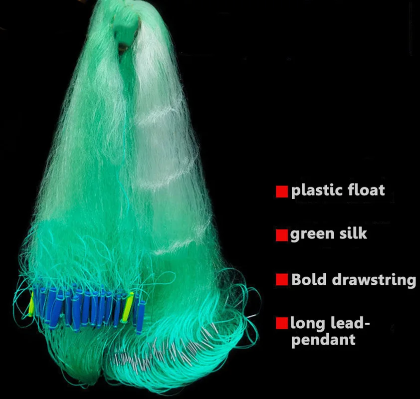 Lawaia 40M red flotante a prueba de explosiones red de pesca de tres capas red colgante red adhesiva de seda verde - imagen 2