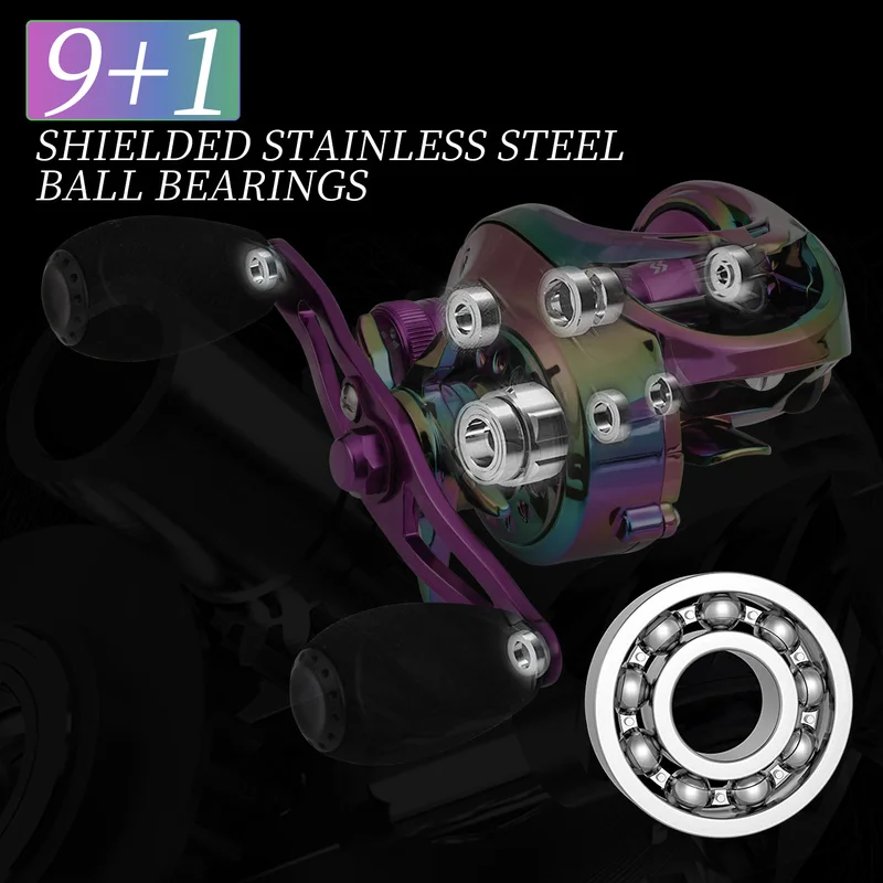 Sougayilang-Combo de pesca de fundición, caña de fibra de carbono ultraligera de 4 secciones, 2,1 m, 9 + 1BB, relación de engranaje 6,5: 1, Kit de carrete de pesca - imagen 4