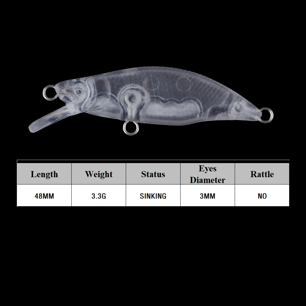 Chan'sHuang 30 Uds cebo en blanco sin pintar 4,8 cm 3,8g Mirco hundimiento Minnow DIY señuelo de pesca Artificial - imagen 2