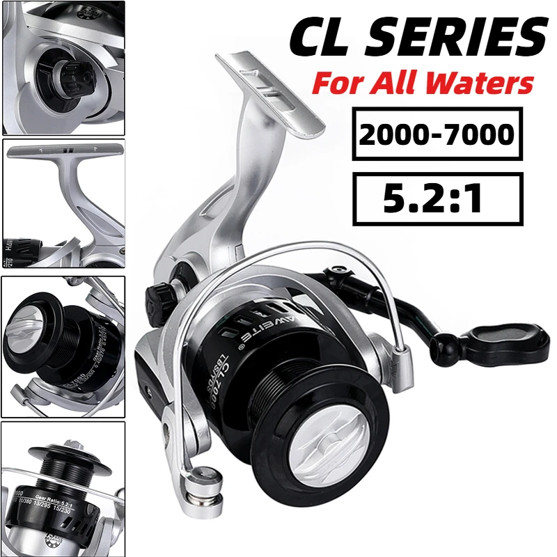 Carrete de pesca Jigging de agua salada de alta velocidad 5,2: 1 arrastre máximo 8KG 2000-7000 rueda de Baitcasting para perca lubina aparejos de pesca