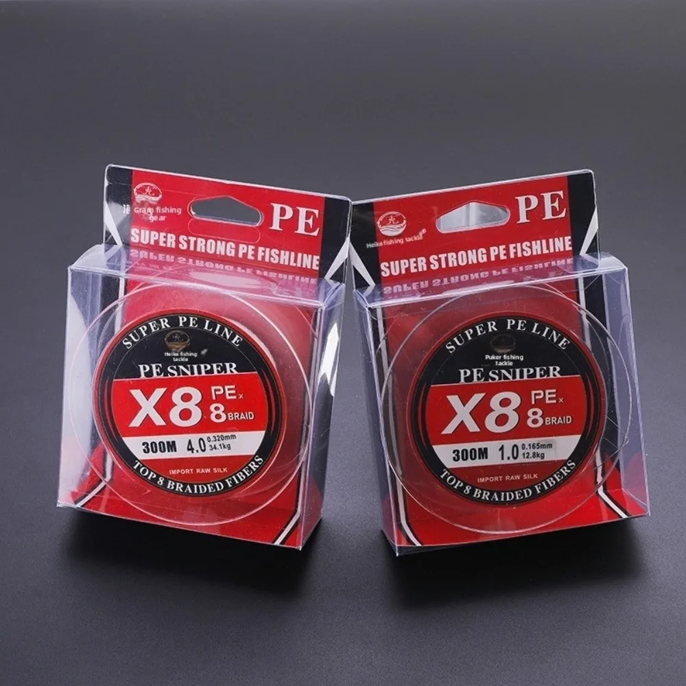 Línea de pesca duradera de 300M de longitud, Color rojo de China, línea de PE trenzada de 8 hebras, estructura tejida X8, potencia máxima, pesca en agua salada - imagen 2