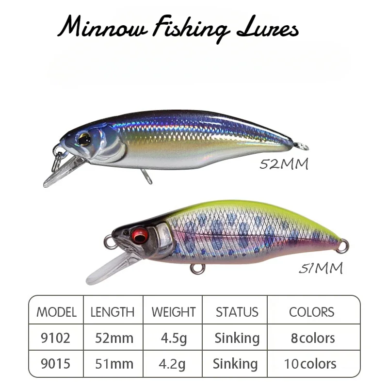 52mm 4,5g Bass Pike Carkbait Wobblers Swimbait cebo duro profesional modelo hundimiento Minnow Señuelos de pesca Jerk cebo señuelo de pesca - imagen 4