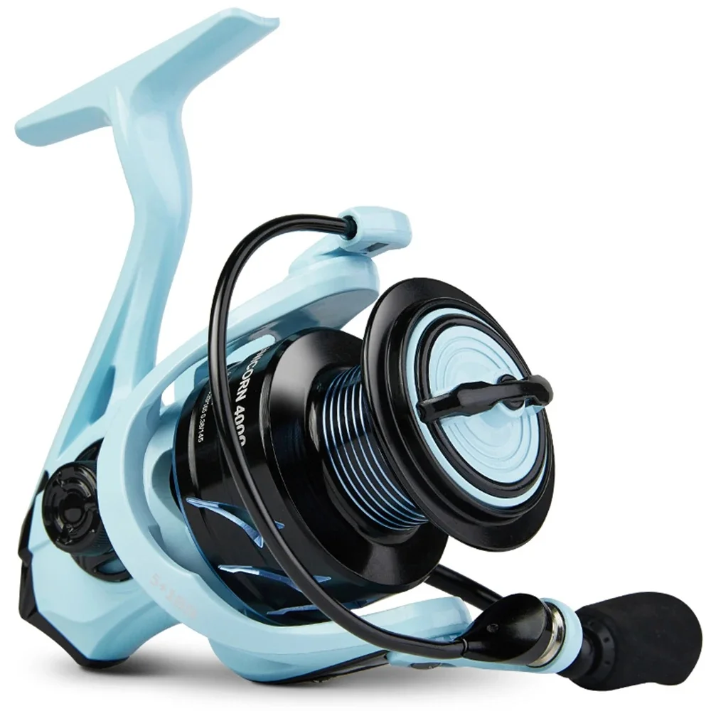 Serie UNICORN 2000-4000, relación de engranaje 5,2: 1, arrastre máximo de 17,6 libras, balancín y carrete de Metal, carrete de pesca giratorio, para agua dulce