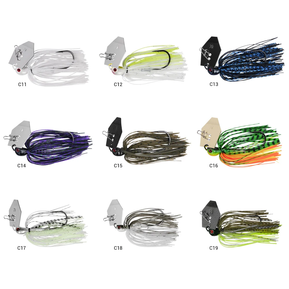 Noeby Chatterbait 10,5g 14g 21g 28g 35g plantilla con hoja aguja Stinger gancho alambre cebo Power Wobblers Bass Pike Jig Señuelos de pesca - imagen 3