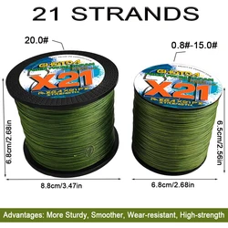 GHOTDA-sedas de pesca trenzadas de 21 hebras, multifilamento de alta calidad, alambre de PE, núcleo de tejido fuerte, línea de agua salada de 300M, 27lb-212lb