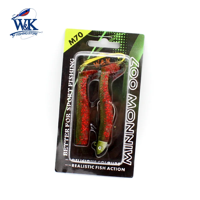 Weedless Minnow cebo blando de 7cm con cabeza de plantilla de 6,5g, Señuelos de Pesca M07 para lubina, anzuelo de pesca de roca como Black Minnow Shad Tail - imagen 5