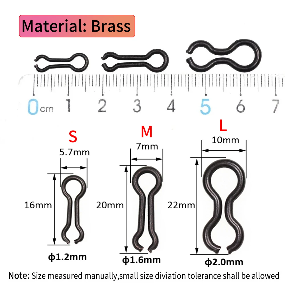 LIONRIVER 50/100 Uds. De ojales de plomo de acero inoxidable/latón para pesca, bucles de molde DO-IT para plantillas de Metal, moldes de peso de señuelo duro S M L - imagen 5